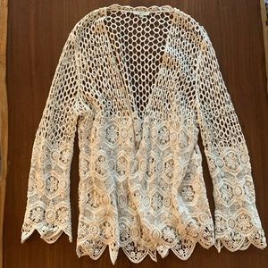 Ivory Crochet Cardigan S/M
